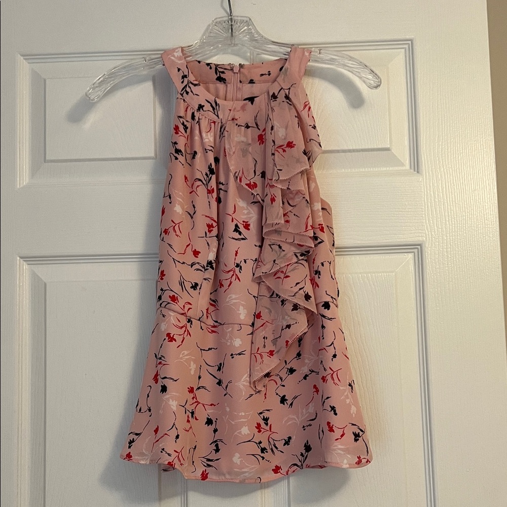 White House Black Market Pink Floral Ruffle Dress